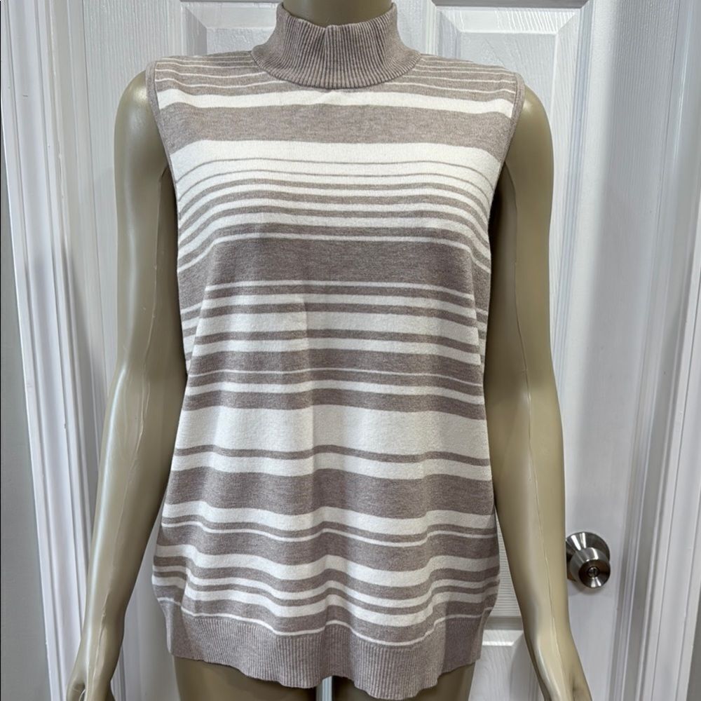 Striped Sleeveless Mock Neck Top